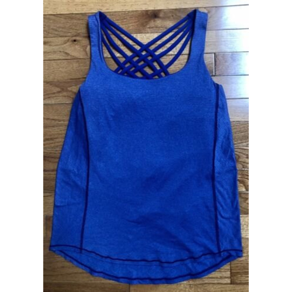Lululemon Wild Tank Top Heathered Sapphire Blue Mini Coast Camo Built In Bra 8 - Picture 2 of 9